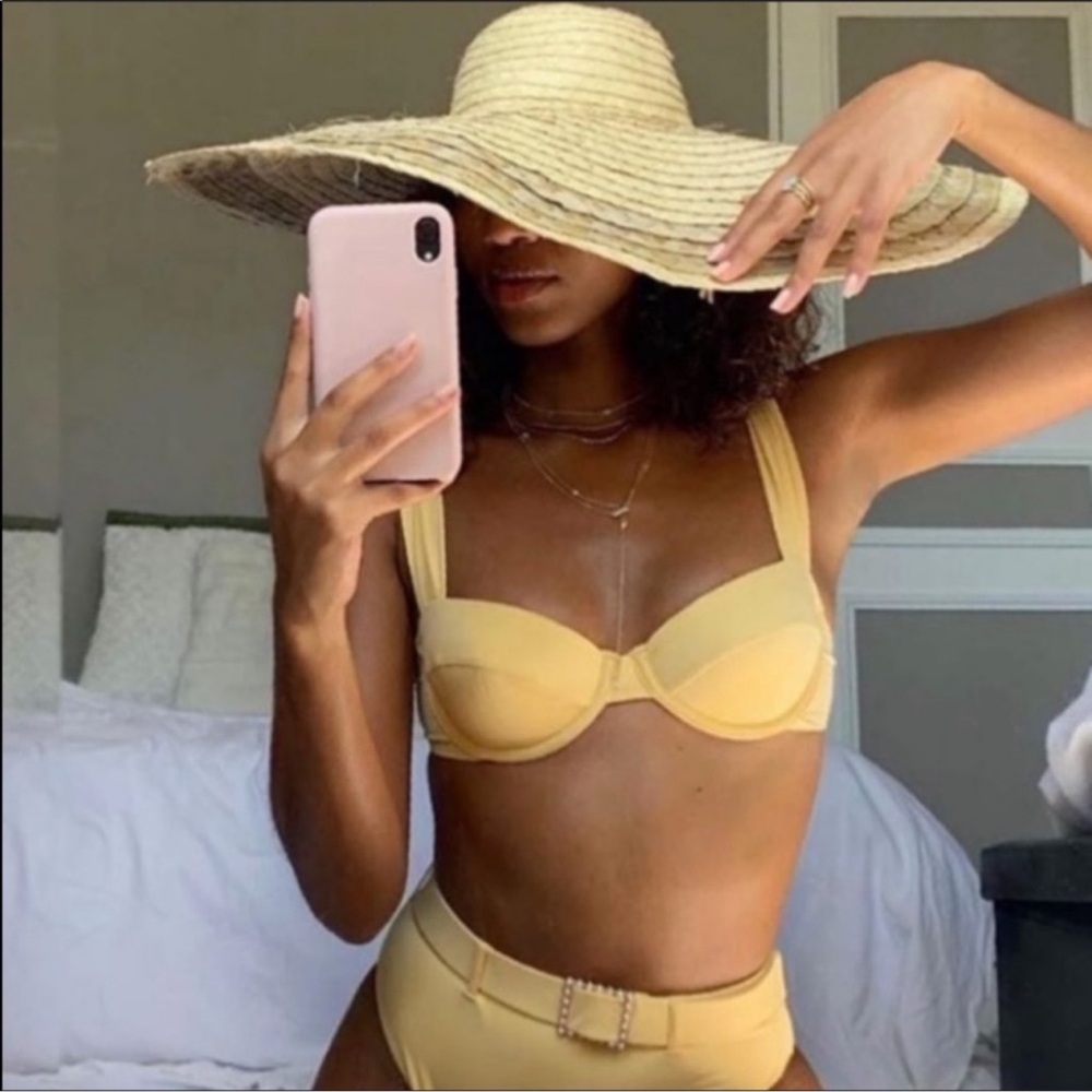 WeWoreWhat Bikini Bottom - Yellow with Pearl Buckle